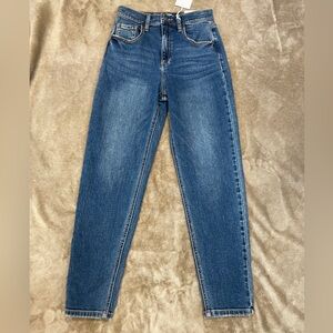 Sneak Peak High Rise Straight leg Jeans Womens dark blue wash